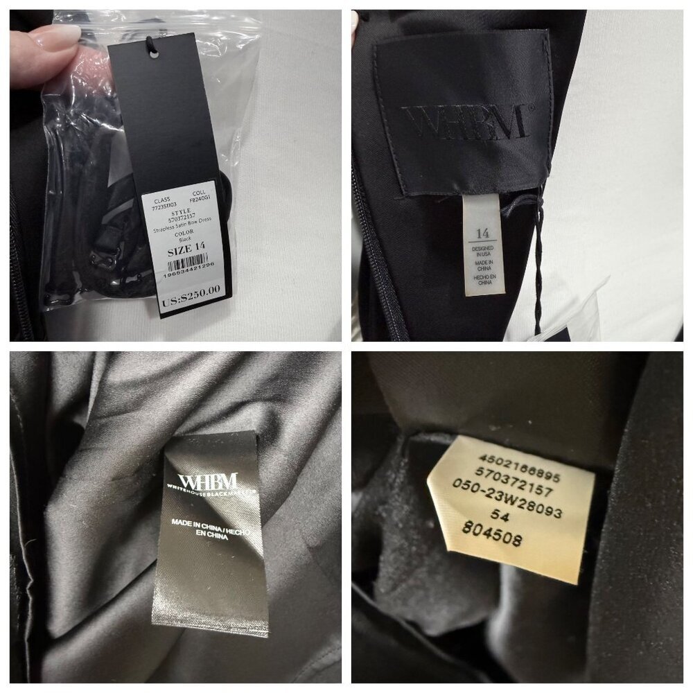 WHBM Black Satin Strapless Bow Dress Size 14 Cocktail Event Party Holiday NEW - Picture 8 of 12